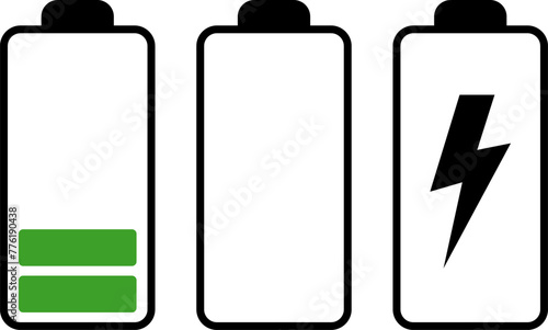 Battery charge level indicator. Charge battery level icon