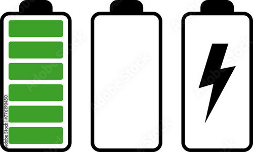 Battery charge level indicator. Charge battery level icon