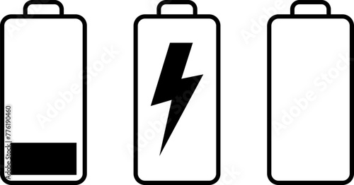 Battery charge level indicator. Charge battery level icon