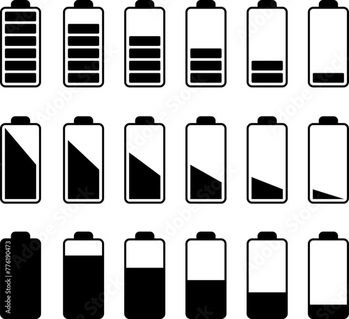 Battery charge level indicator. Charge battery level icon