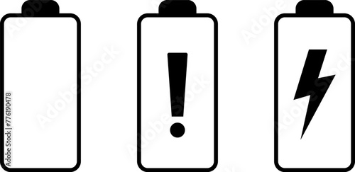 Battery charge level indicator. Charge battery level icon