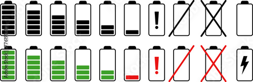 Battery charge level indicator. Charge battery level icon