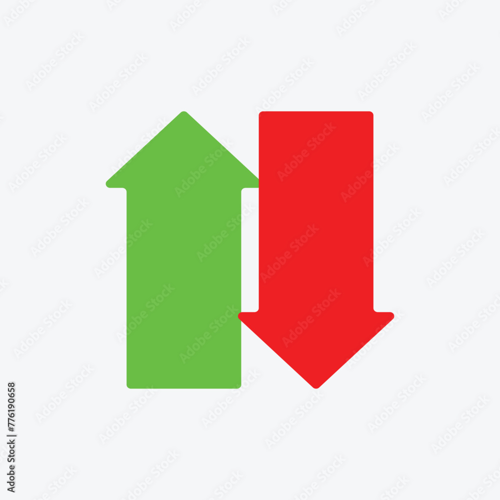 green up and red down arrows, round solid vector signs. Green Up Arrow, Red Down Arrow icon. Vector illustration. Eps file 74. green up and red down arrows, round solid vector signs. Green Up Arrow, Red Down Arrow icon. Vector illustration. Eps file 74.