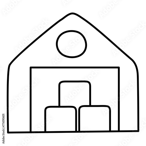 A linear design icon of warehouse

