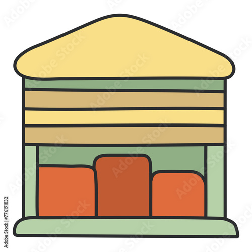 A flat design icon of warehouse

