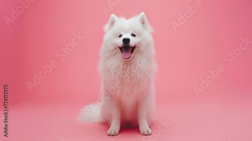 Samoyed dog on pink background © Rosie