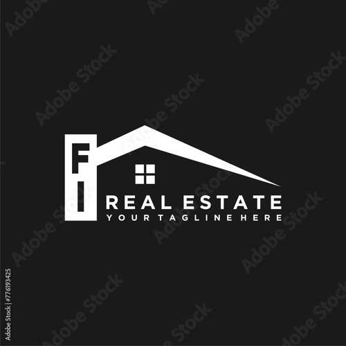 FI Initials Vektor Stok Real Estate Logo Design