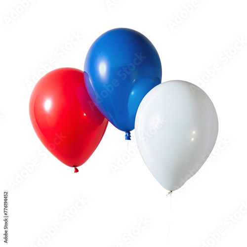 3 different balloons a blue a red a white balloon on transparent background