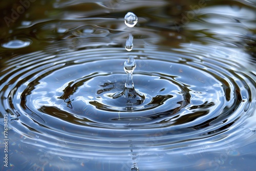 Water Drop Close Up With Sky Background