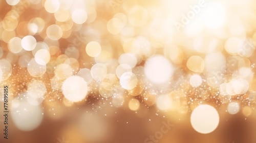 A blurry picture of a golden background with many lights creating tints and shades. The pattern resembles a circle, giving a luxurious and elegant feel to the event