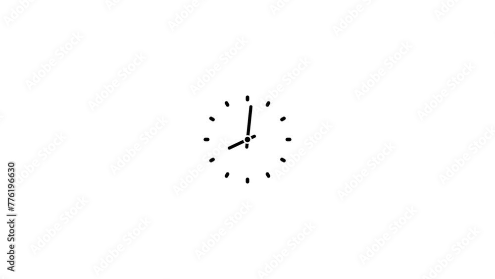 Clock icon animation. clock's hand speed rotation. 2d clock isolate on black. 12 hours time lapse clock. Clock icon animation. clock's hand speed rotation. 2d clock isolate on black. 12 hours time lapse clock.