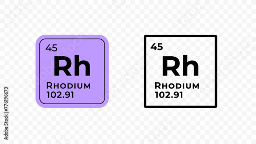 Rhodium, chemical element of the periodic table vector design