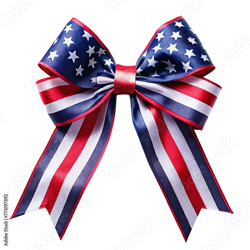A american ribbon tie bow on transparent background