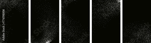 Glittering stars with  silver shimmering swirls, shiny  design. Magical motion, sparkling lines on a black background.