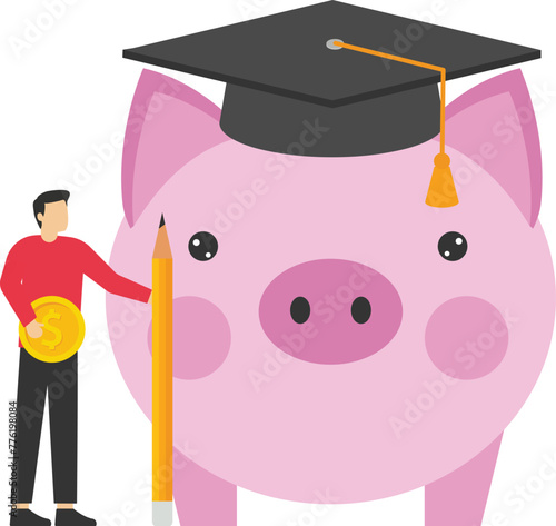 Tuition fee, student loans, saving money for university education.Education budget allocation, university expense and debt pay off or scholarship payment.

