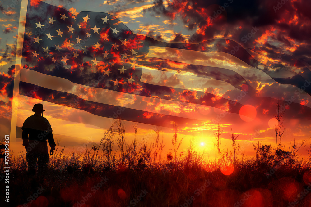 Proud to be an American: Memorial Day vector illustration art for patriotic celebrations. Generative AI