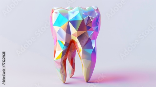 3D model of a single tooth made of colorful polygon