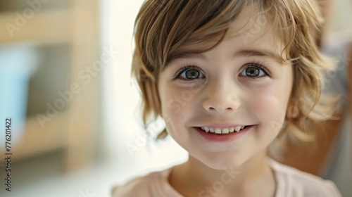 Beautiful white teeth and smiling face of a little girl