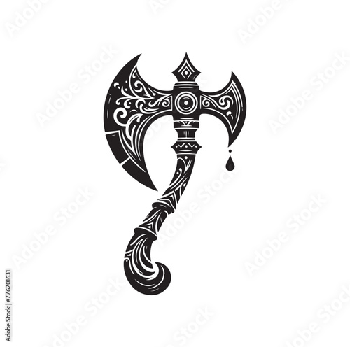 fantasy weapon axe vector illustration. viking tools 