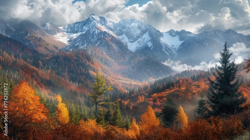 Autumn landscape in the Tatra Mountains. Poland generative ai