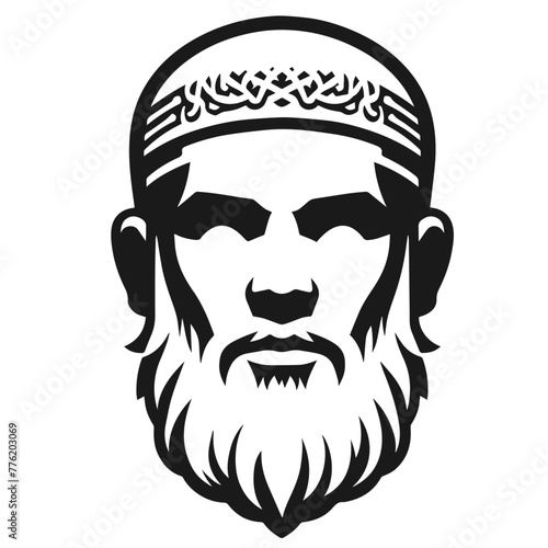 Vector portrait of a Muslim man isolated on white background	