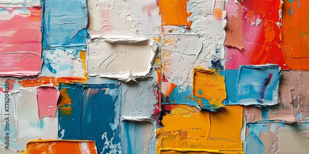 Vibrant Multicolored Painting Close-Up