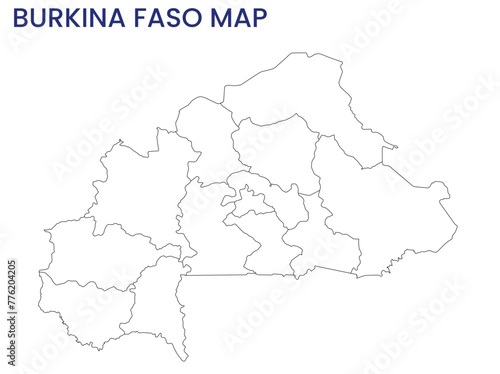 High detailed map of Burkina Faso. Outline map of Burkina Faso. Africa
