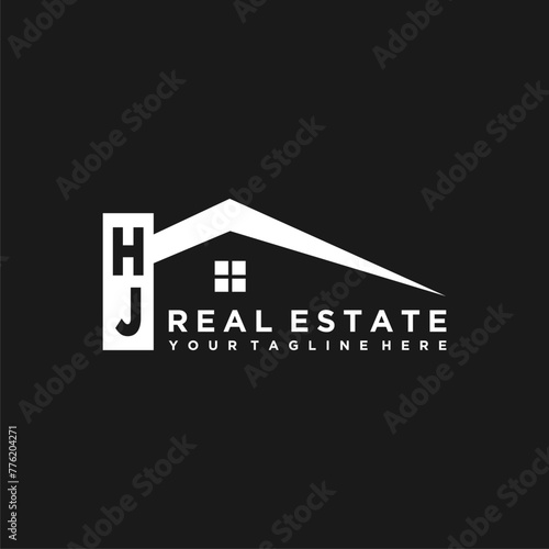 HJ Initials Vektor Stok Real Estate Logo Design