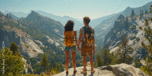 Hiking Couple in Mountain Landscape