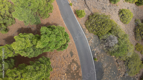 road from drone in mountain of el Hierro island, canary islands