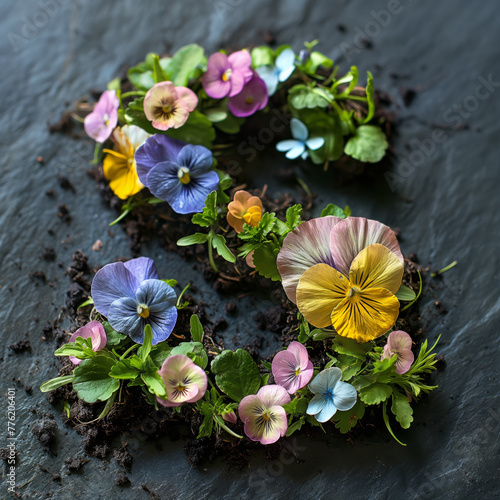 Buchstabe „S“ besteht aus Blumenboden photo