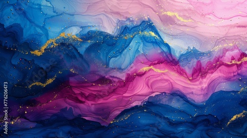Abstract Painting in Blue, Pink, and Yellow
