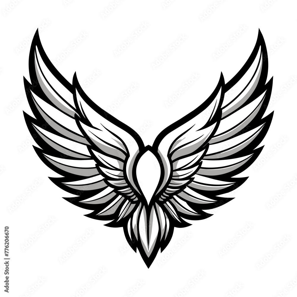 Obraz premium Bird wings vector illustration tattoo style.