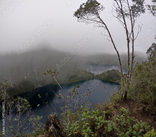 Montebello Lakes,panorama view of Lagunas de Montebello national park, panoramic view of lakes, intense blue color, lush forest over the mountains, nature landscape,Comitan,Chiapas,Mexico photo