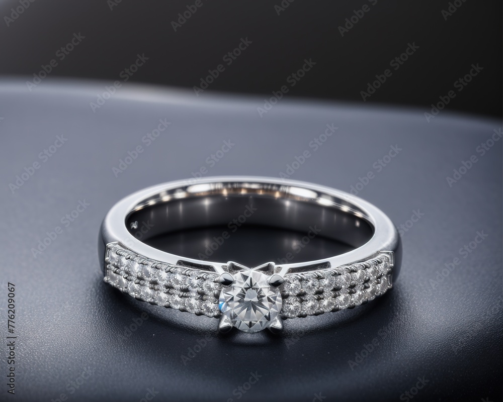 Silver luxury engagement wedding ring with diamonds Silver luxury engagement wedding ring with diamonds