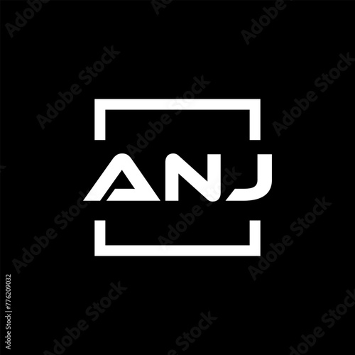 Initial letter ANJ logo design. ANJ logo design inside square. photo