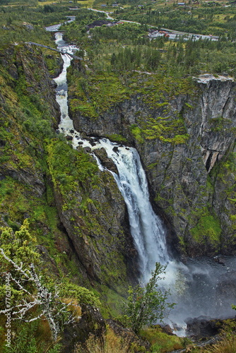Waterfall Voringfossen in Norway, Europe
