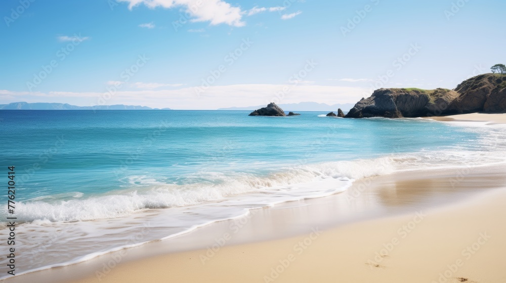 Nature scene of a clear blue sky and tranquil beach