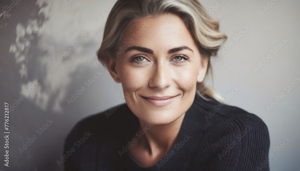 Fototapeta premium A cheerful young woman smiling at the camera while working remotely from home in Asia. Ai Generated