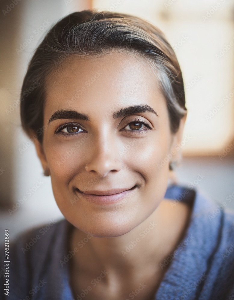 Portrait of a cheerful young woman smiling at the camera while working remotely from home in Asia. Ai Generated Portrait of a cheerful young woman smiling at the camera while working remotely from home in Asia. Ai Generated