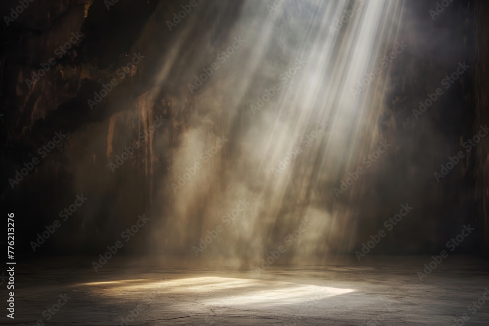 An empty stage with a dramatic spotlight as if inviting a performance ...