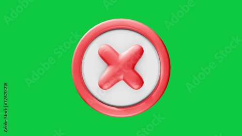 Red x cross mark canceled decline symbol greenscreen 4K