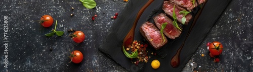A chefs tasting menu featuring small exquisite beef dishes