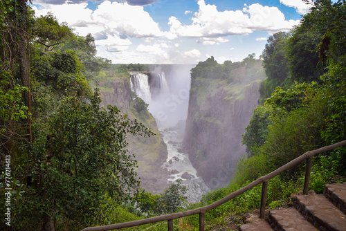 Mosi-Oa-Tunya waterfall aka Victoria Falls, view from the Zimbabwe side.