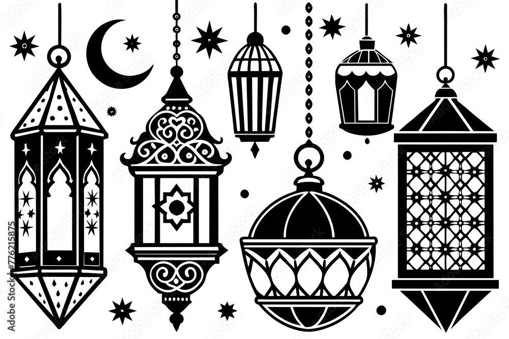 Eid element silhouette vector art illustration