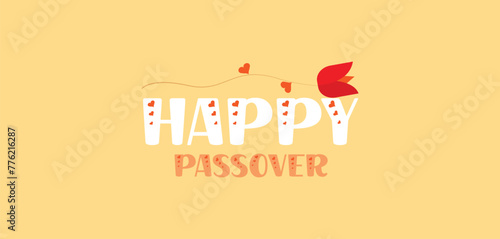 Happy Passover beautiful Text design with flower and heart