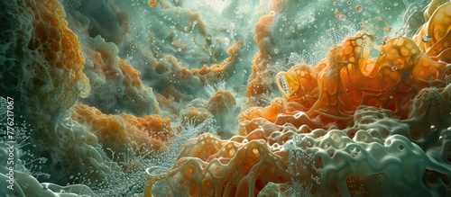 Bustling Biofilm Intricate Microbial Community Forming a Slimy Layer on a Submerged Surface