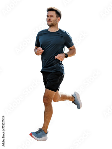 Male trainer runner running workout warm up. Isolated background. © muse studio