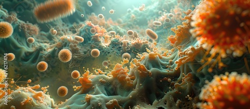 Vibrant Microbial Mat Interactions A Thriving Marine Microscopic Community © Sittichok