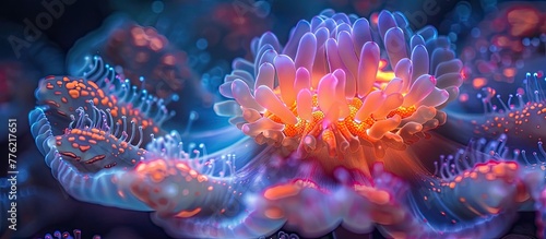 Vibrant Dinoflagellate Bloom Illuminating the Oceans Depths photo